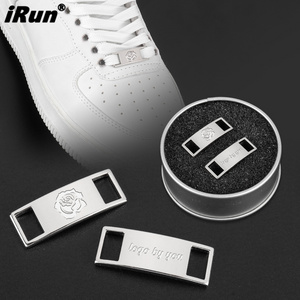 iRun Custom Logo Rose Pattern Metal Shoelace Charm Engraved Shoelace Lock Metal Tag Custom Shoe Lace Tag for Sneaker Accessories