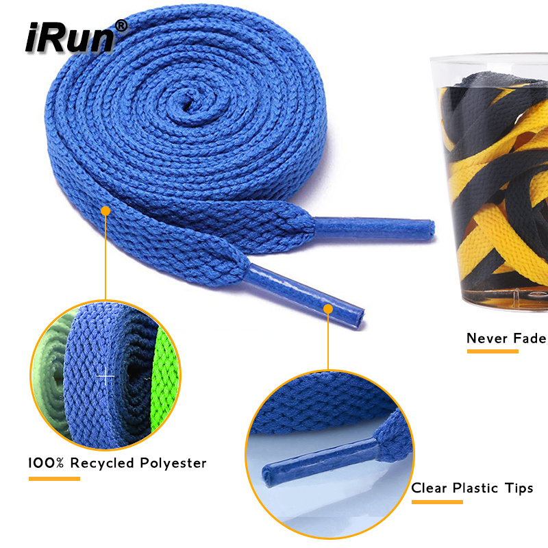 iRun  Custom Logo Plastic Rubber Aglet Tips Drawstring Rubber Lace Tips Dip End Polyester Boot Flat Print Shoe Laces Draw Cord