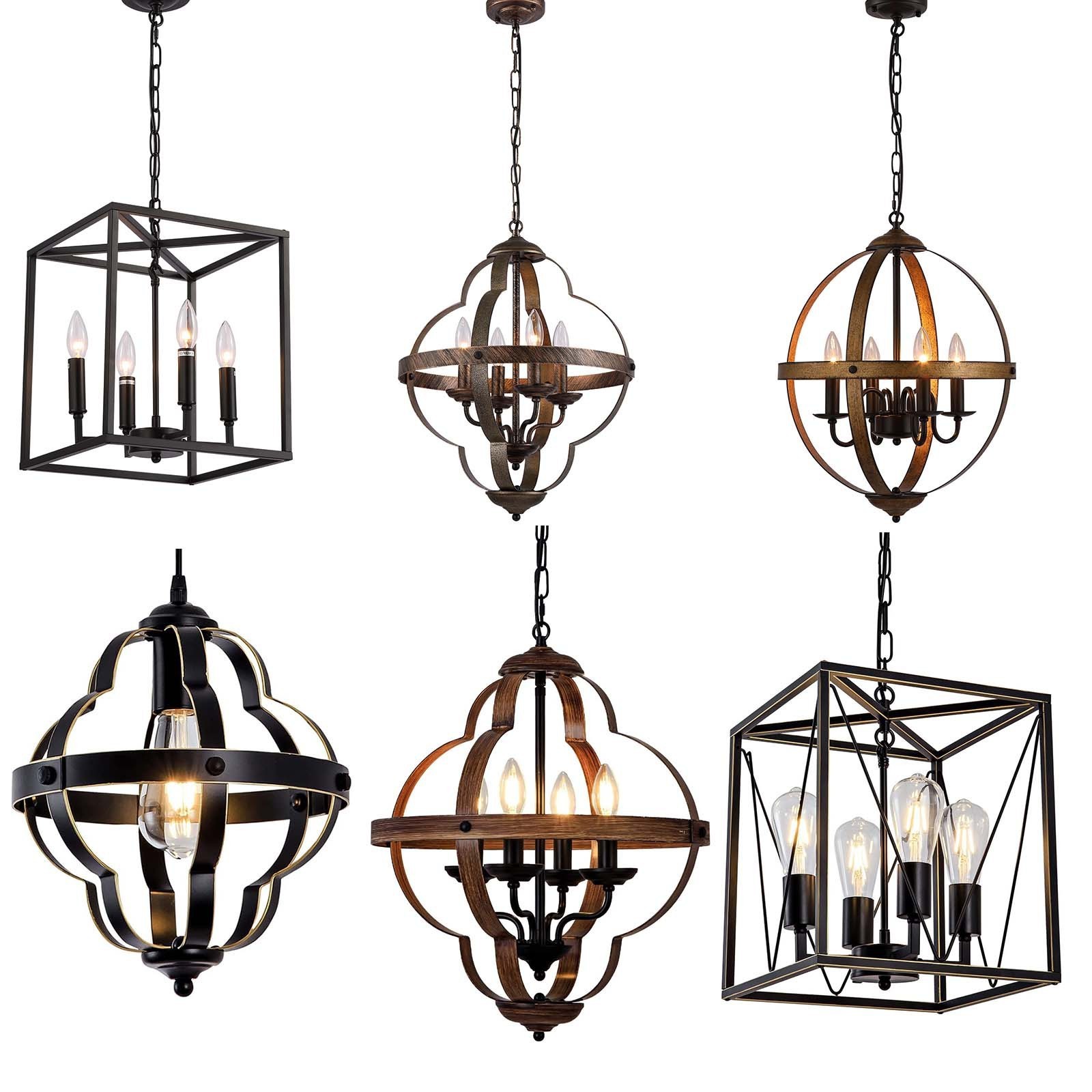 Retro Country Living Room Dining Room Bedroom Cage Chandelier Wrought Iron 2023 New Home Custom Modern Metal Pendant Light