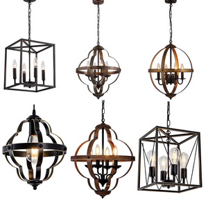 Retro Country Living Room Dining Room Bedroom Cage Chandelier Wrought Iron 2023 New Home Custom Modern Metal Pendant Light