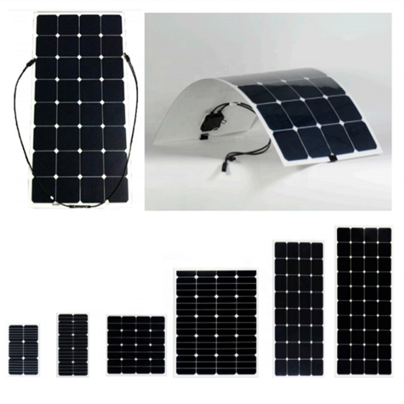 Lightweight Solar Panel 40W Semi Flexible Panel Solar Thin Film 40W 60W 100W 120W 19.8V OEM for Yacht Boat RV Car Truck Vessels