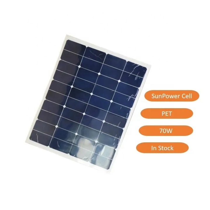 Factory Direct Supply High Efficiency 70W watt 22.8V Sunpower Flexible Solar Panels Stock For Good Price