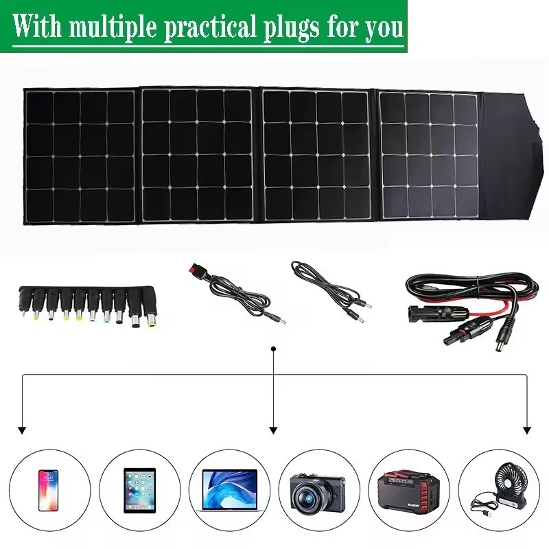 Foldable Solar Panels 200w Sunpower Cell CAMPING PORTABLE FOLDING SOLAR POWER CHARGER 10-300W for Outdoor Hiking On the Go Trip