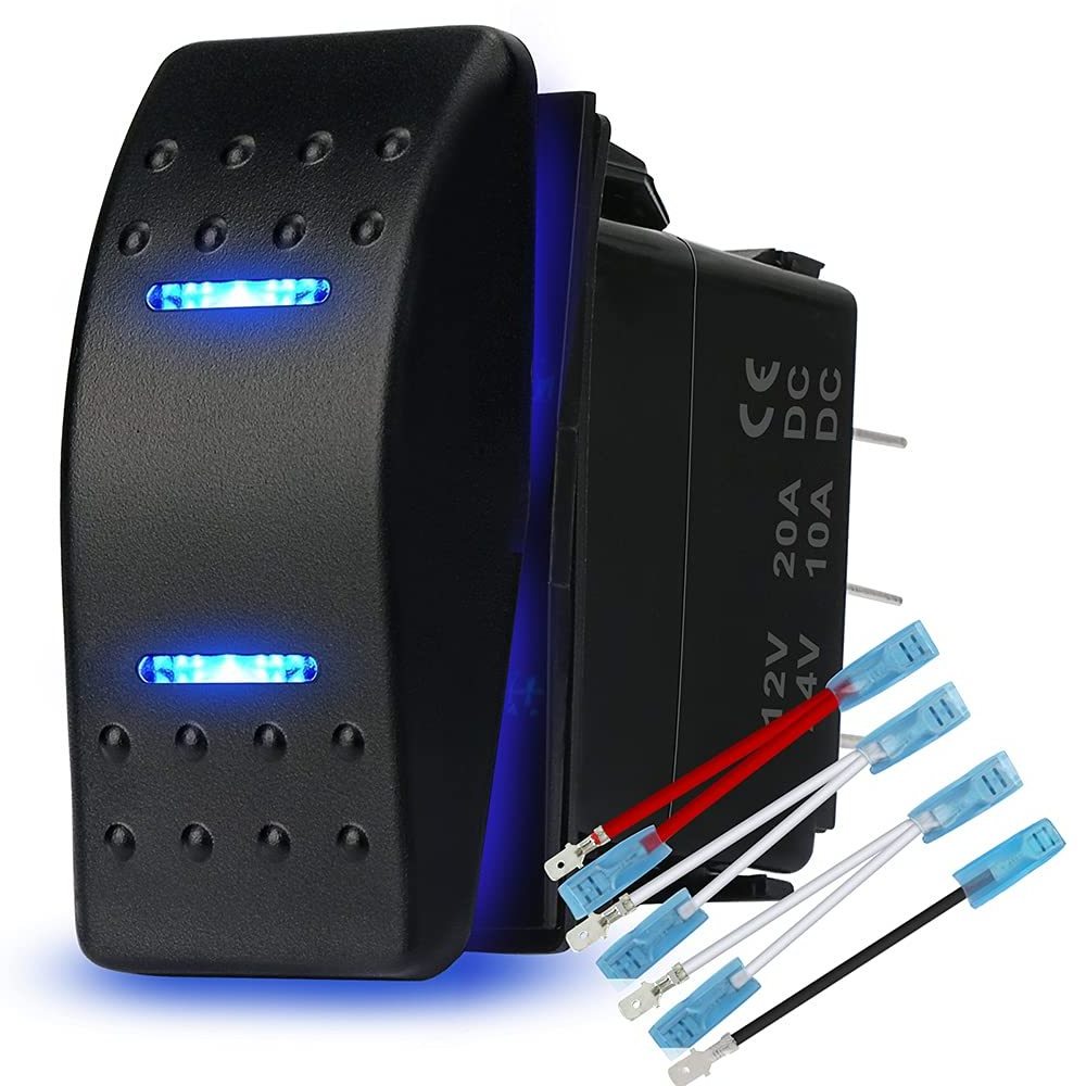 Carling Style 12V 24V Auto/ Marine LED ROCKER SWITCH ON--ON-ON DPTT 8PIN 2 LIGHTS