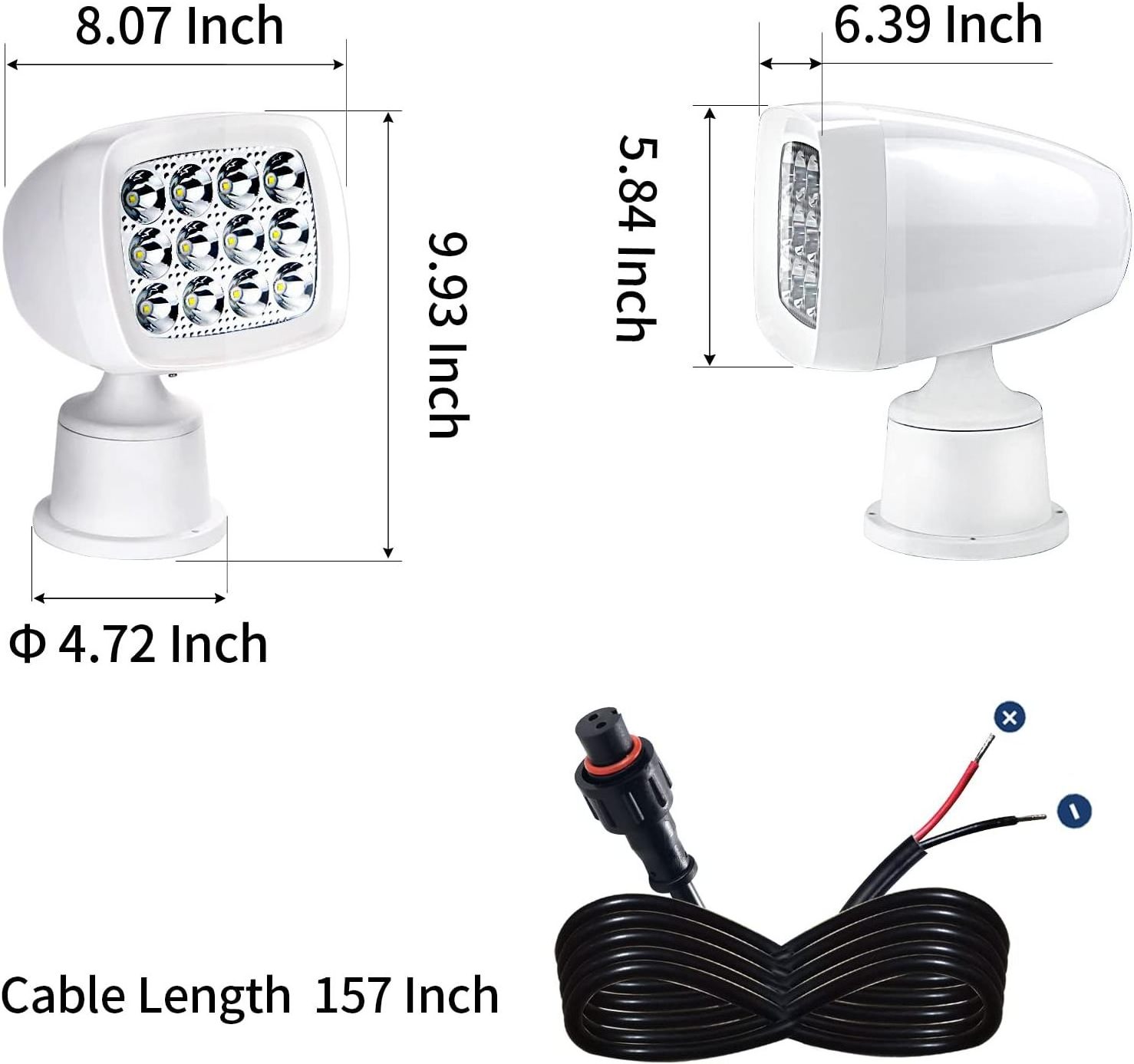 Boat Spot Light Marine Spotlights for Boats Search Lights LED Wireless Remote Control 60 W 12-24 V