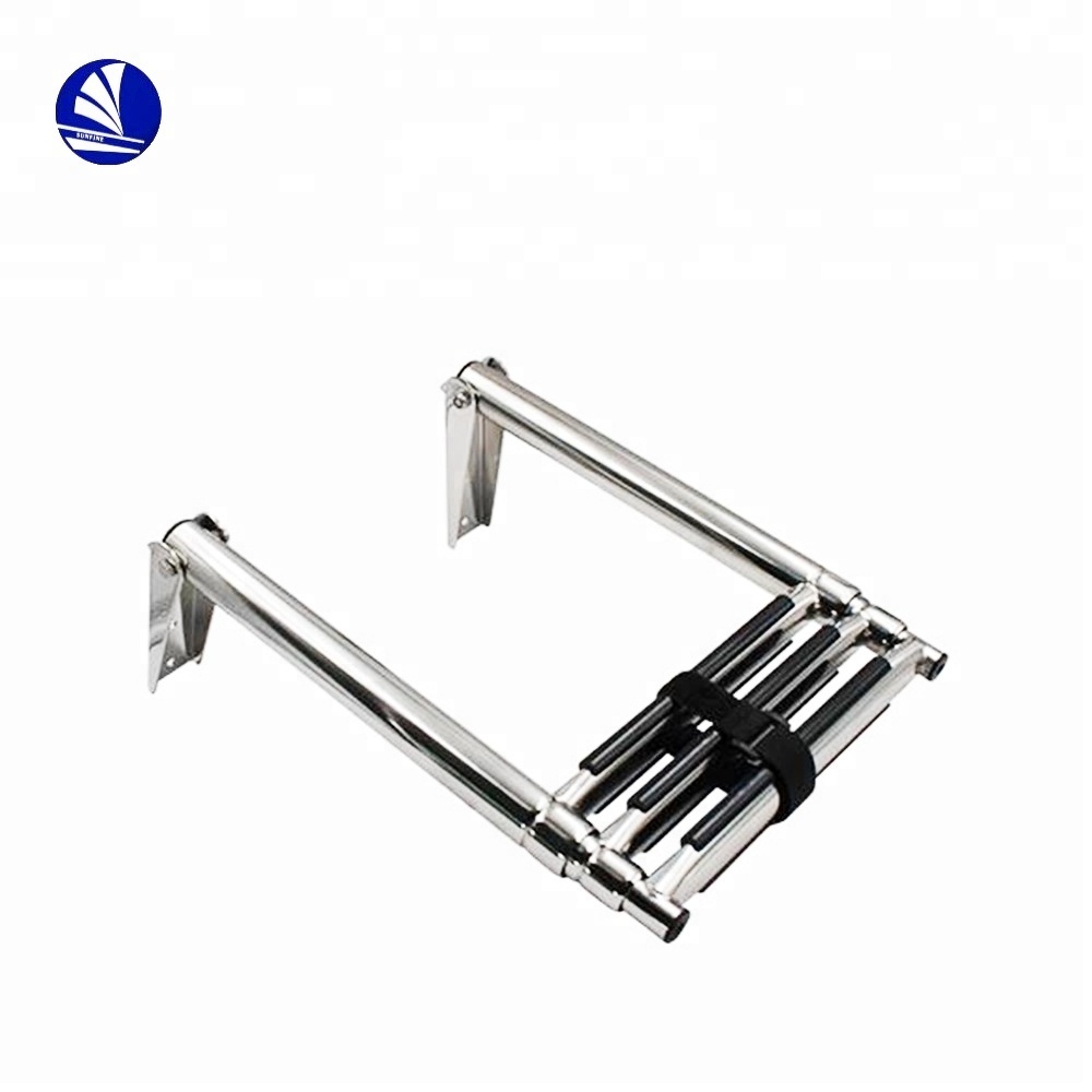 Stainless Steel 316 Telescoping Ladder for Marine Yacht/pontoon boat 4 Step Ladde