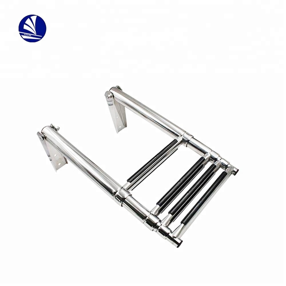 Stainless Steel 316 Telescoping Ladder for Marine Yacht/pontoon boat 4 Step Ladde