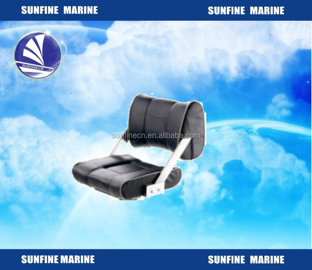 Helm Chair With Adjustable Back Rest for Fast Boats Dark Blue With White Seams