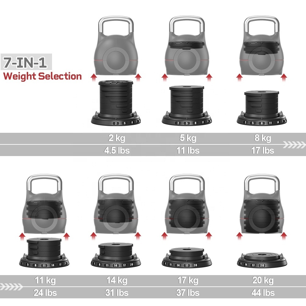 Factory Direct Sale Custom Logo OEM Kettlebell With Adjustable Weights 20Kg 44Lb