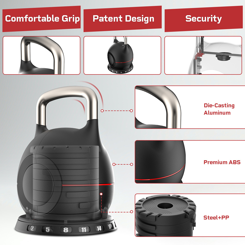 7 In 1 Weight Selection Design 2Kg To 20Kg Ajustable Kettlebell For Home Use