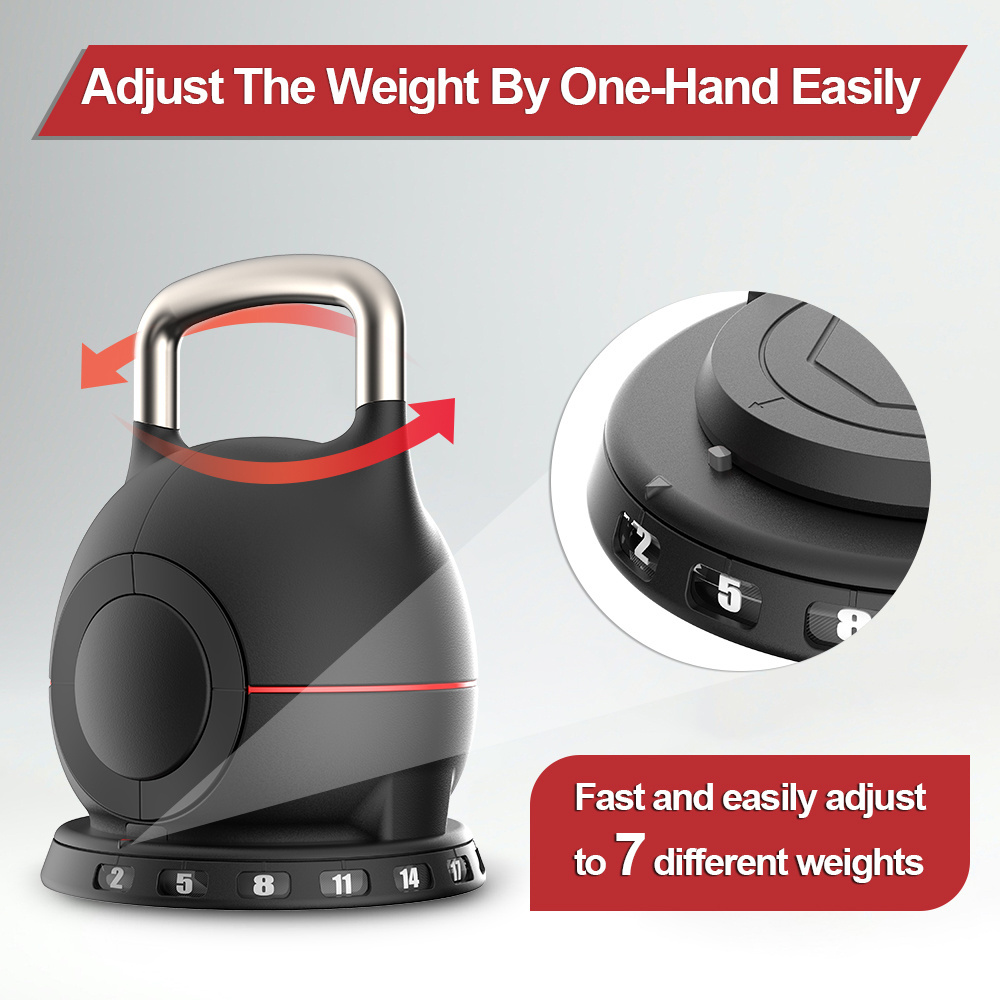 7 In 1 Weight Selection Design 2Kg To 20Kg Ajustable Kettlebell For Home Use