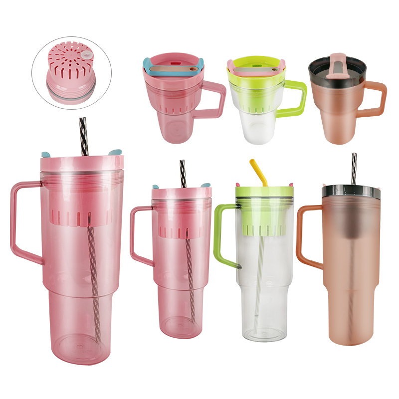 NEW HIGH QUALITY 20oz 40oz Coffee Sport Quencher Tumbler Tritan Plastic Tumbler with Handle and Lid with Infuser