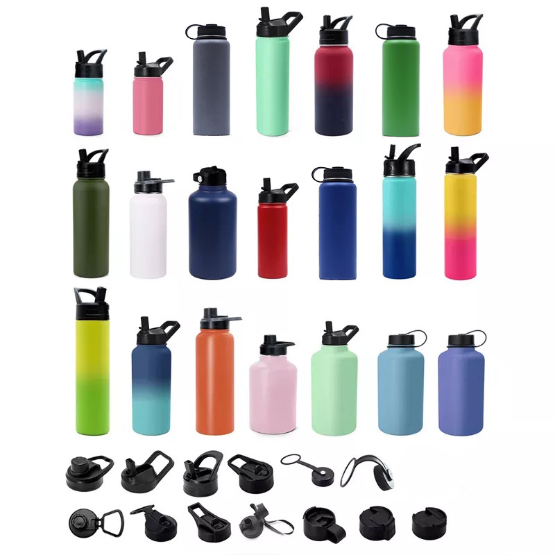 Customized NEW Stainless Steel Water Bottle With Straw Lid Flip Top Lid Wide Mouth Insulated Water Bottles Sports Canteen