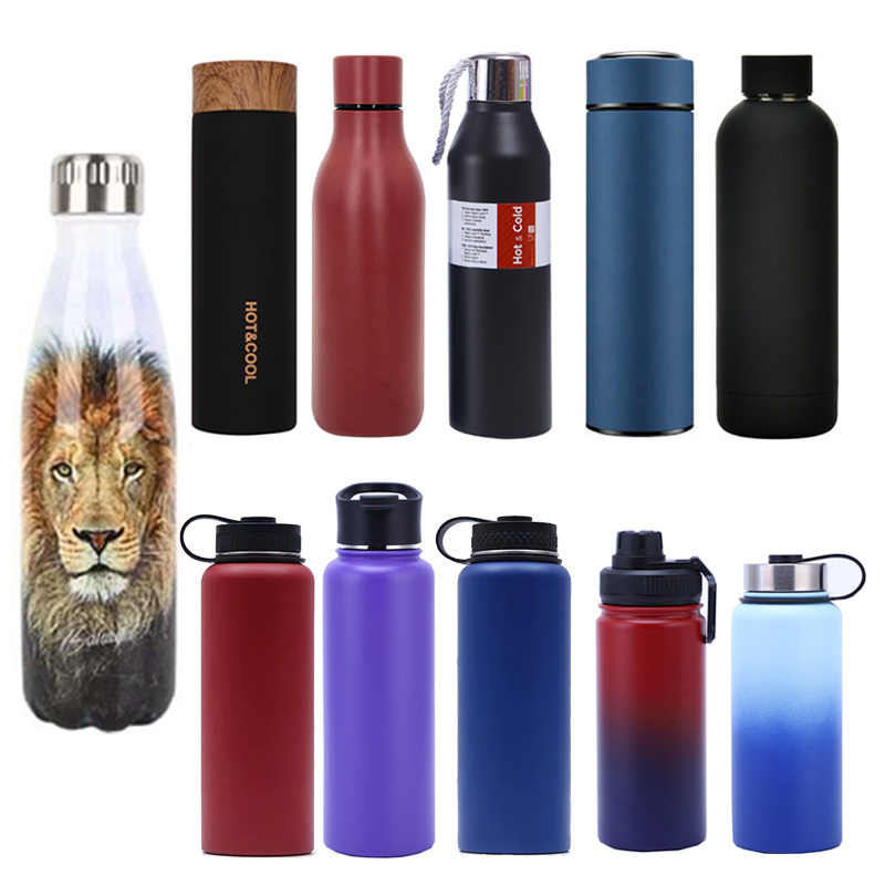 Customized NEW Stainless Steel Water Bottle With Straw Lid Flip Top Lid Wide Mouth Insulated Water Bottles Sports Canteen