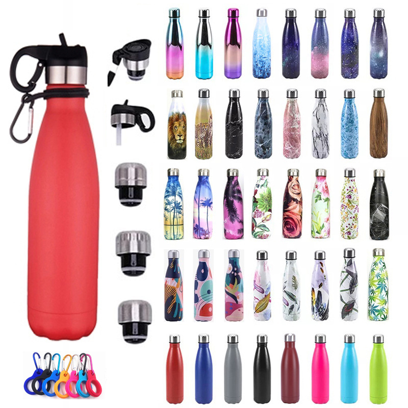 Customized NEW Stainless Steel Water Bottle With Straw Lid Flip Top Lid Wide Mouth Insulated Water Bottles Sports Canteen