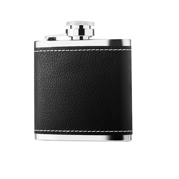 6OZ 8OZ Wholesale Luxury Custom Stainless Steel Black Excellent Wine Pot Liquor Leather Titanium Gift Set Box Whiskey Hip Flasks