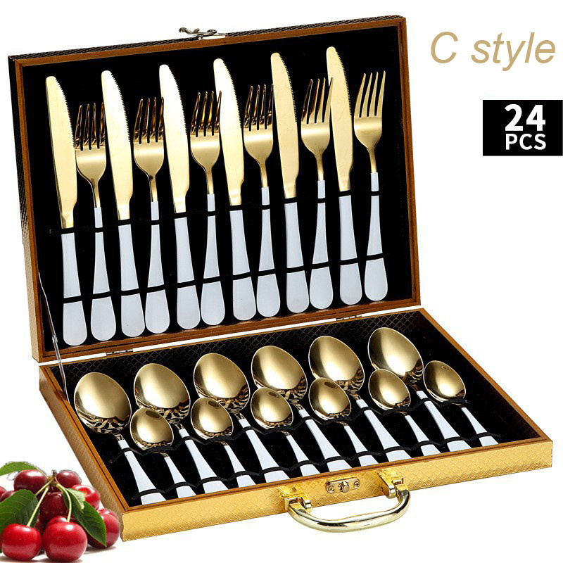 Restaurant Hotel 24pcs Stainless Steel Cutlery Set Flatware Set With Box