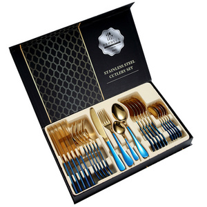 Restaurant Hotel 24pcs Stainless Steel Cutlery Set Flatware Set With Box