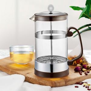 Hot Selling 350ml 600ml Portable Borosilicate Glass Filter French Press Pot Glass Coffee Maker Pot