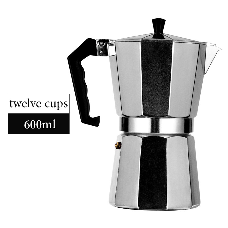 Portable Italian Easy Operate Quick Cleanup Classic Aluminum Stovetop Silver Moka Pot Coffee Maker