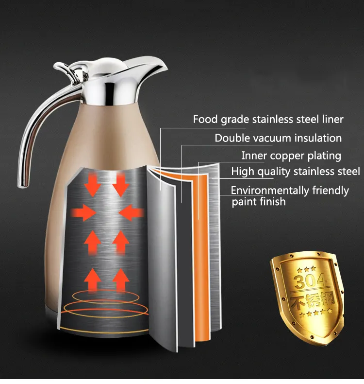 Metal vacuum double wall thermal turkish jebena ethiopian stainless steel coffee pot arabic hot water pot dallah