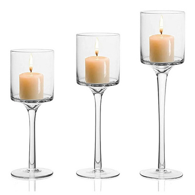 New Crystal Candle Holders Glass Candlestick Centerpieces Road Lead Candelabra Centerpieces Wedding Glass Votive Candle Holder