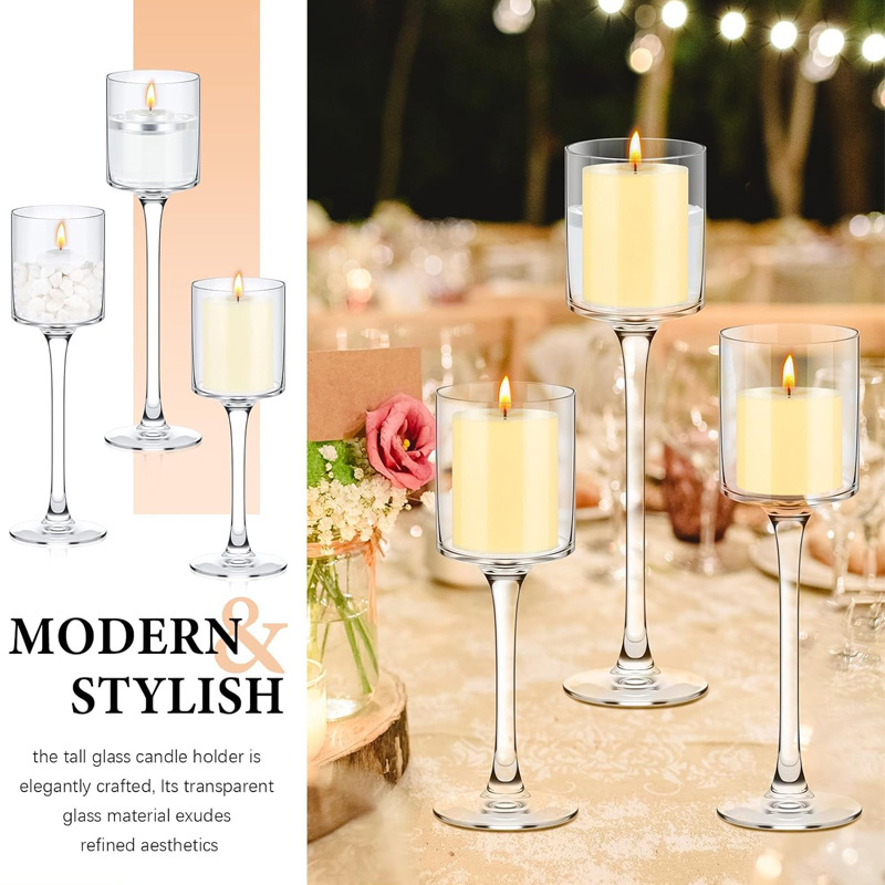 New Crystal Candle Holders Glass Candlestick Centerpieces Road Lead Candelabra Centerpieces Wedding Glass Votive Candle Holder