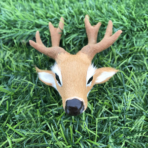 Simulated small deer head, plum blossom deer head, Christmas and New Year decorations, flocked deer antler headgear