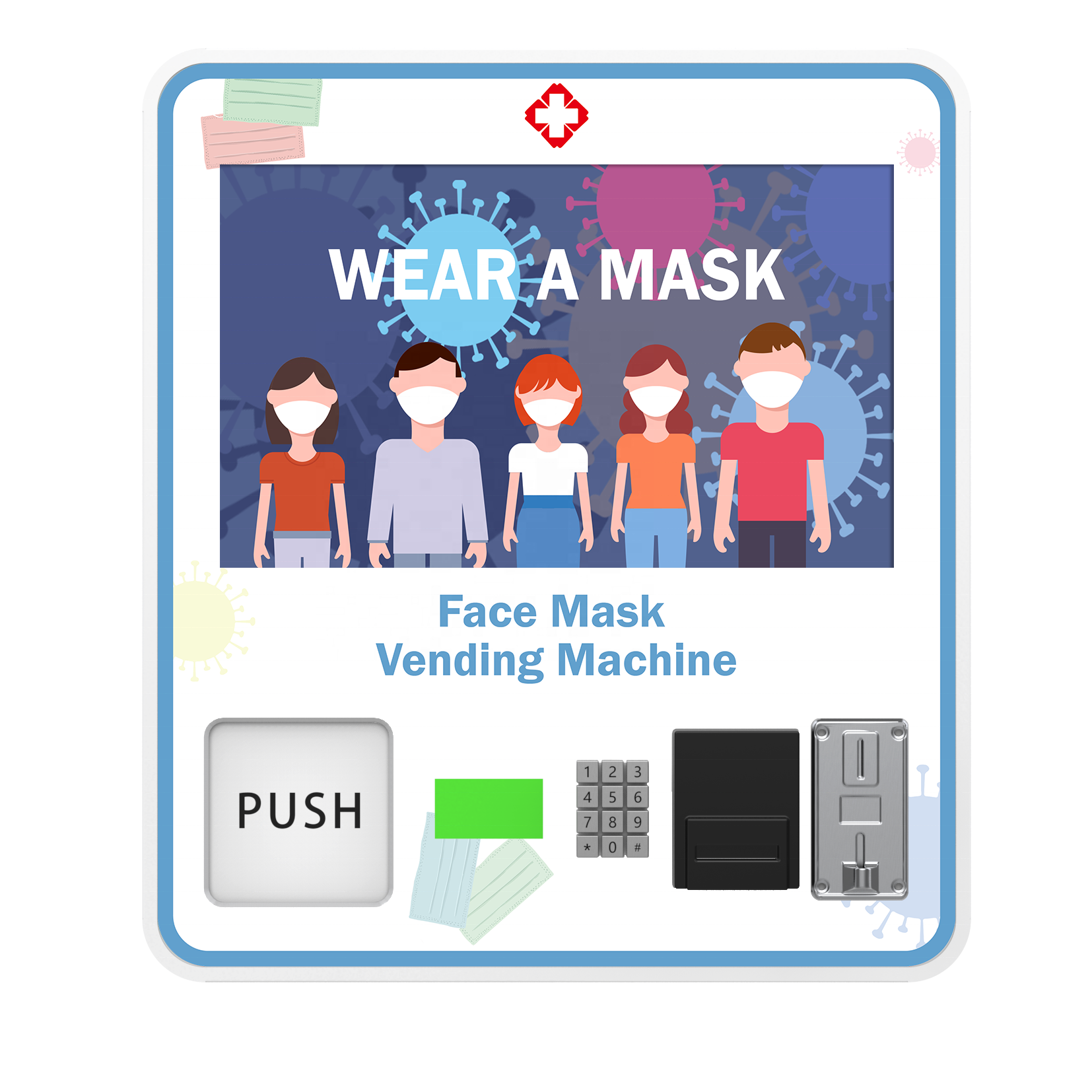 High quality english version wall mounted mini masks vending machine with bill acceptor