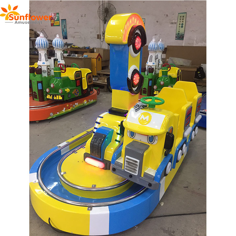 Children railway train arcade,coin operated electric ride train with track