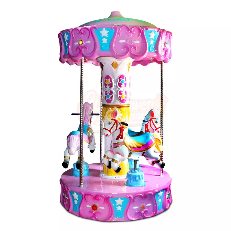 Amusement Park Outdoor 3 player Kids Coin Operated Kiddie Rides Games Machine Carousel Horse