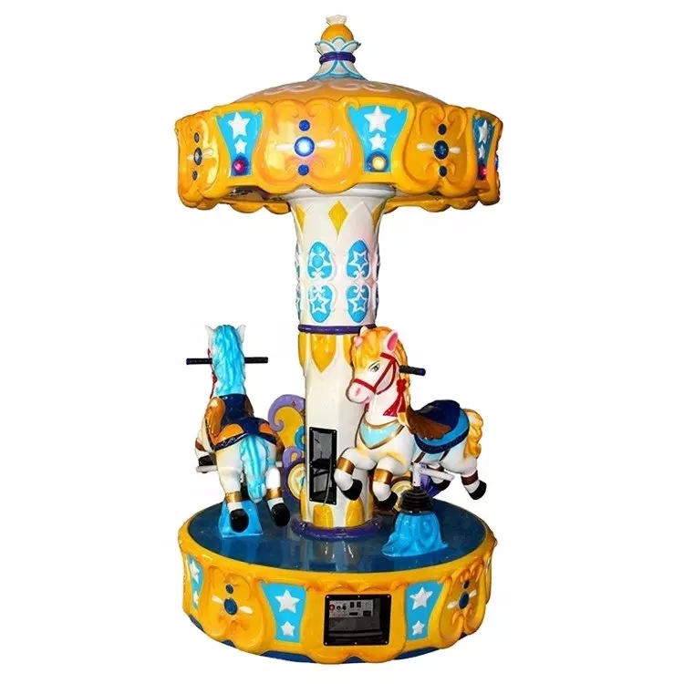 Amusement Park Outdoor 3 player Kids Coin Operated Kiddie Rides Games Machine Carousel Horse