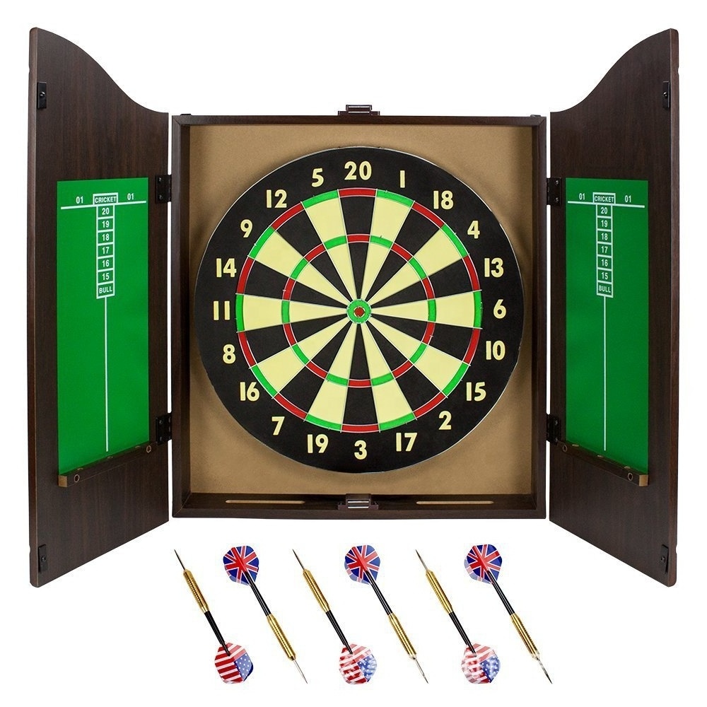 Professional Bristle Dartboard Cabinet Set Metal Corner Reinforcement Regulation Steel Tip Dartboard with Tip Dart Scoreboards