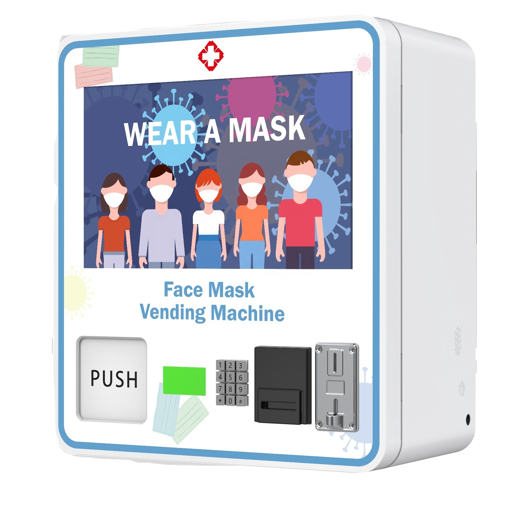 High quality english version wall mounted mini masks vending machine with bill acceptor