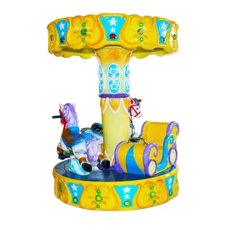 Amusement Park Outdoor 3 player Kids Coin Operated Kiddie Rides Games Machine Carousel Horse