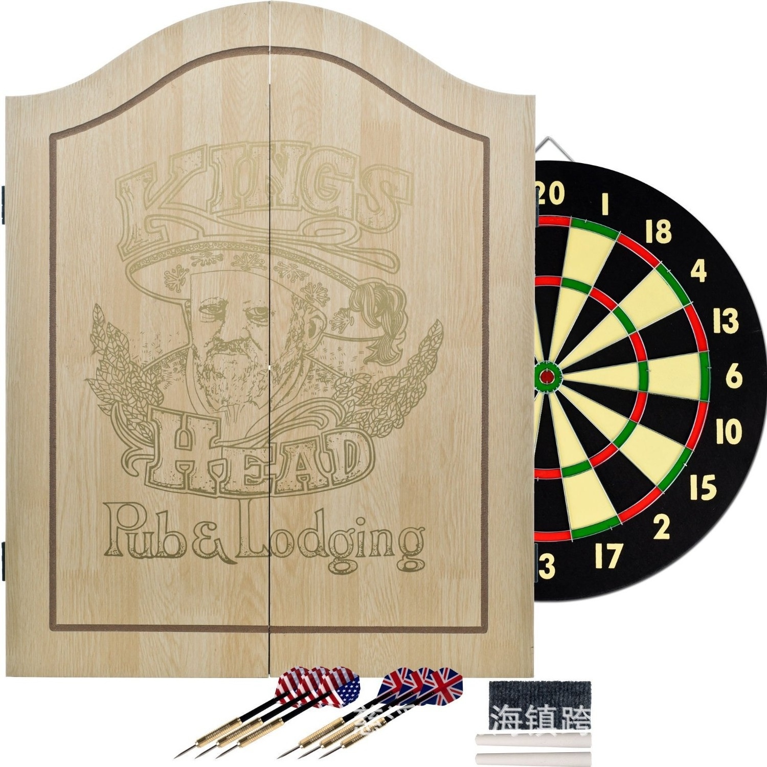 Bristle Dart Board Set, Professional Dart Board 18" With Steel Tip Darts Outd
