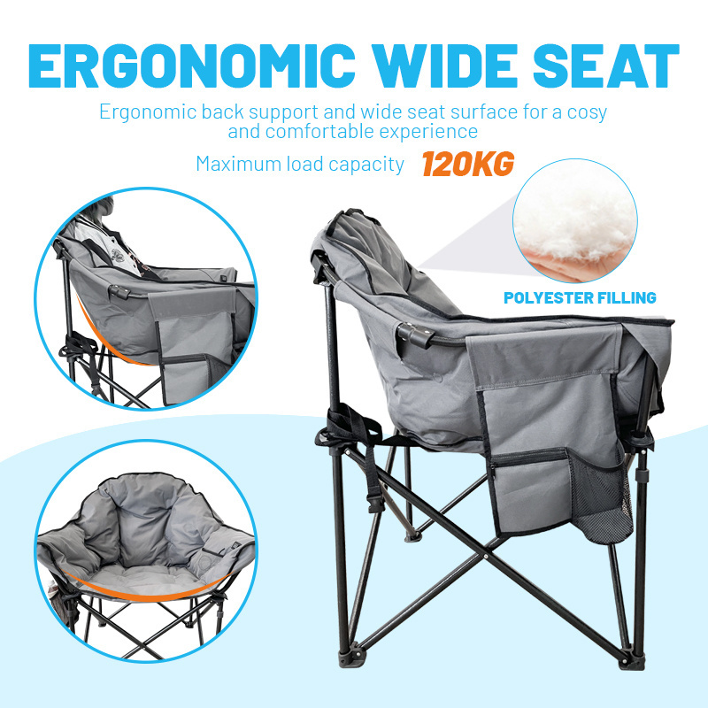 Outdoor Oversized Leisure Folding Sofa Moon Saucer Portable Camping Chair for Adults Padded Cushion