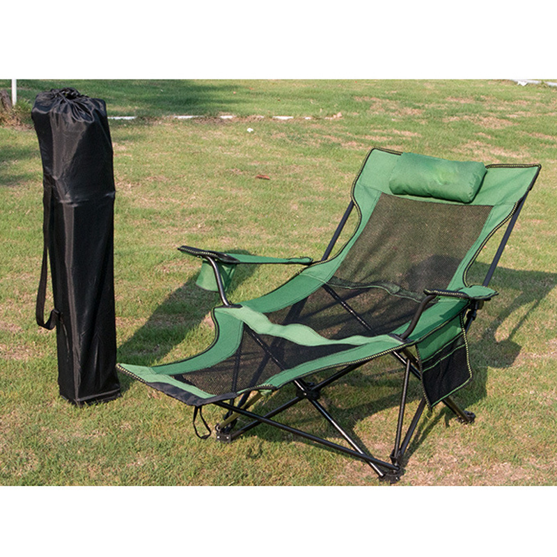 Outdoor Lounger Portable Folding Reclining Beach Camping Chair with Footrest And Storage Bag