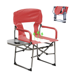 Customized Outdoor Relax Steel Portable Lawn Director Chair Folding Camping Chair With Side Table