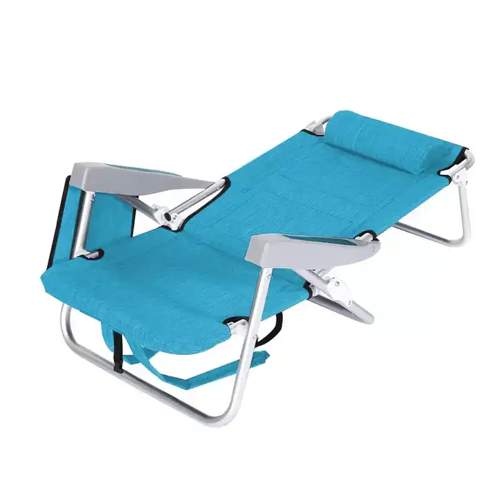 5 Position Adjustable Reclining Lightweight Aluminum Backpack Portable Foldable Beach Chairs with Cooler Bag