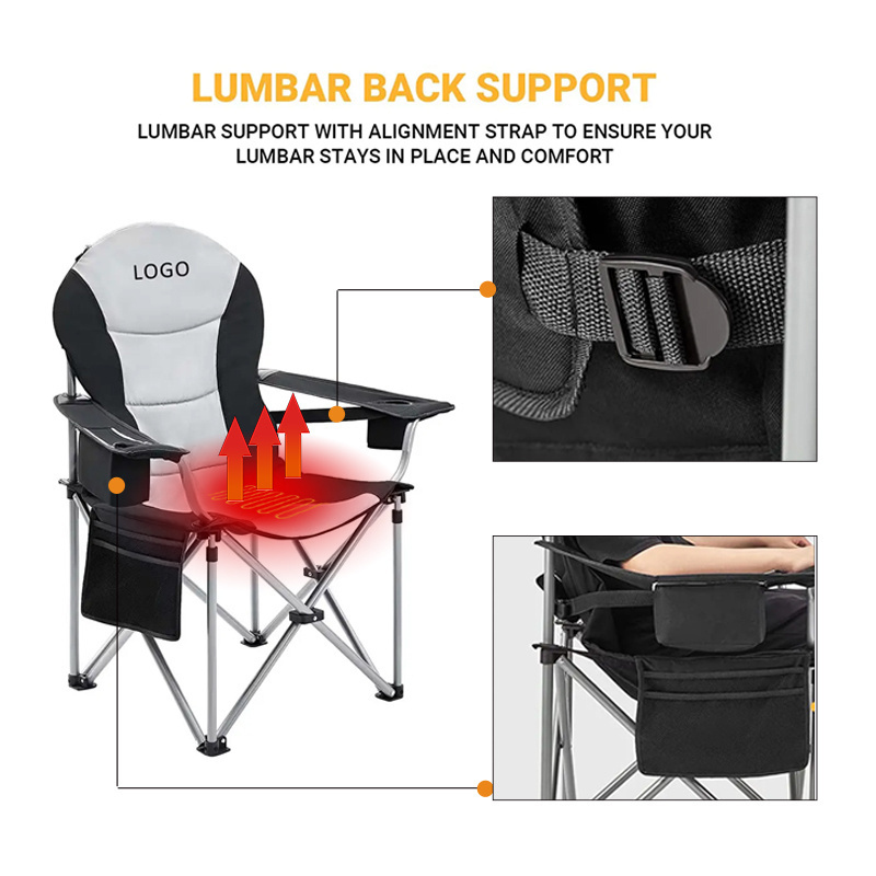 heated folding outdoor camping fishing chair heat up chair