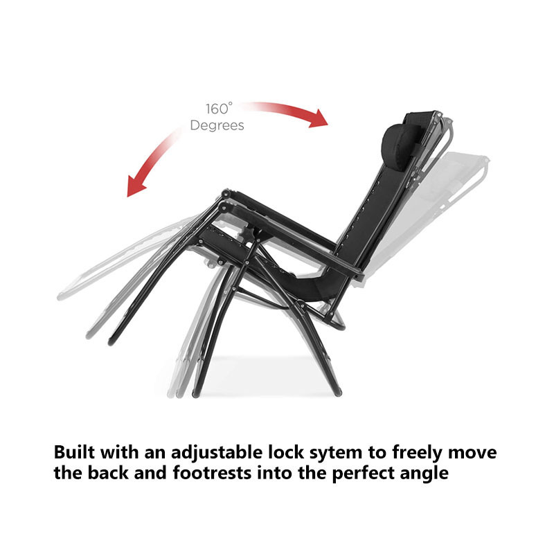 Outdoor Folding Garden Textilinen Material Recliner Beach Lounger Zero Gravity Chair With Adjustable Sun Shade