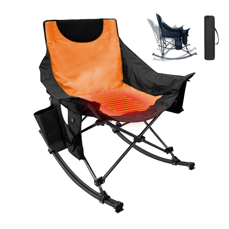 Oversized Folding Luxury Oxford Cloth Heated Camping Beach Fishing Rocking Chair For Adults