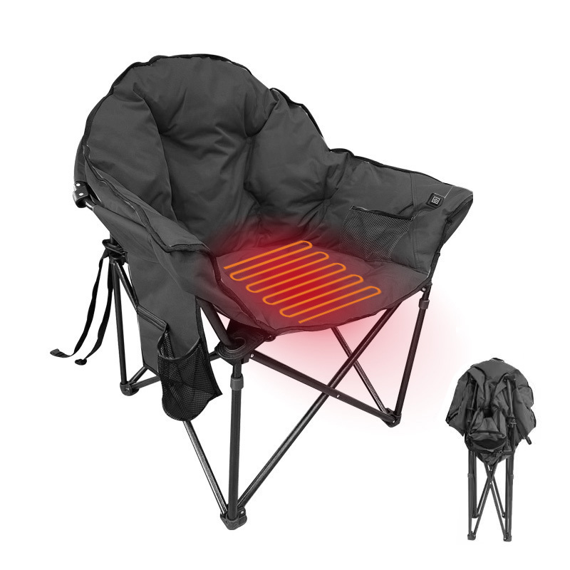 New High Quality Oversized Portable Comfortable Moon Heated Camping Chair With Padded Seats