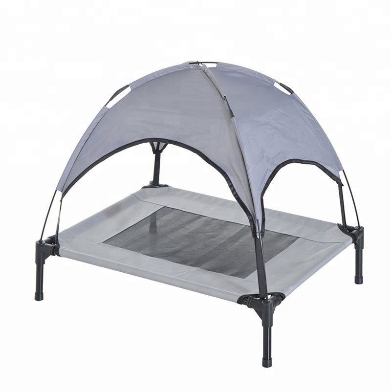 Wholesale Mental Folding Dog  Cot Elevated Pet Cot with Canopy Portable for Camping or Beach