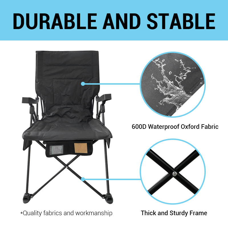 Outdoor Adjustable Backrest Chaise Longue Padded Sofe Folding Portable Oversized Fishing Camping Chairs