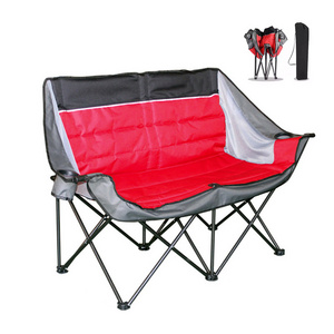 Heavy Duty Oversized Double Quilted  Portable Folding Padded Seat Camping Chair With 2 Cup Buckets And Armrests