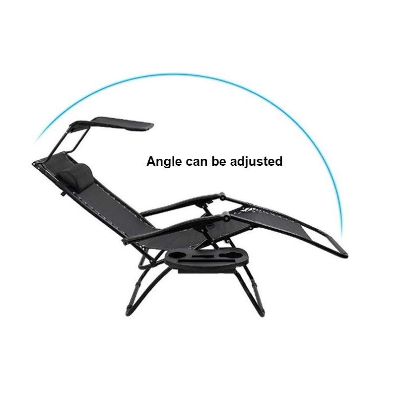 Outdoor Adjustable Folding Beach Zero Gravity Chaise Lounge Chair With Canopy Shade