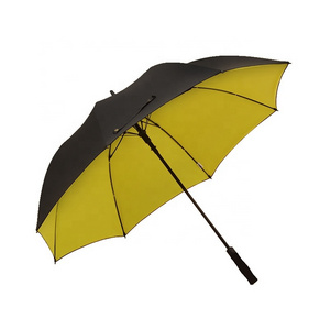 Black And Yellow Strong Double Lining Two Layer Auto Golf Umbrella with Logo