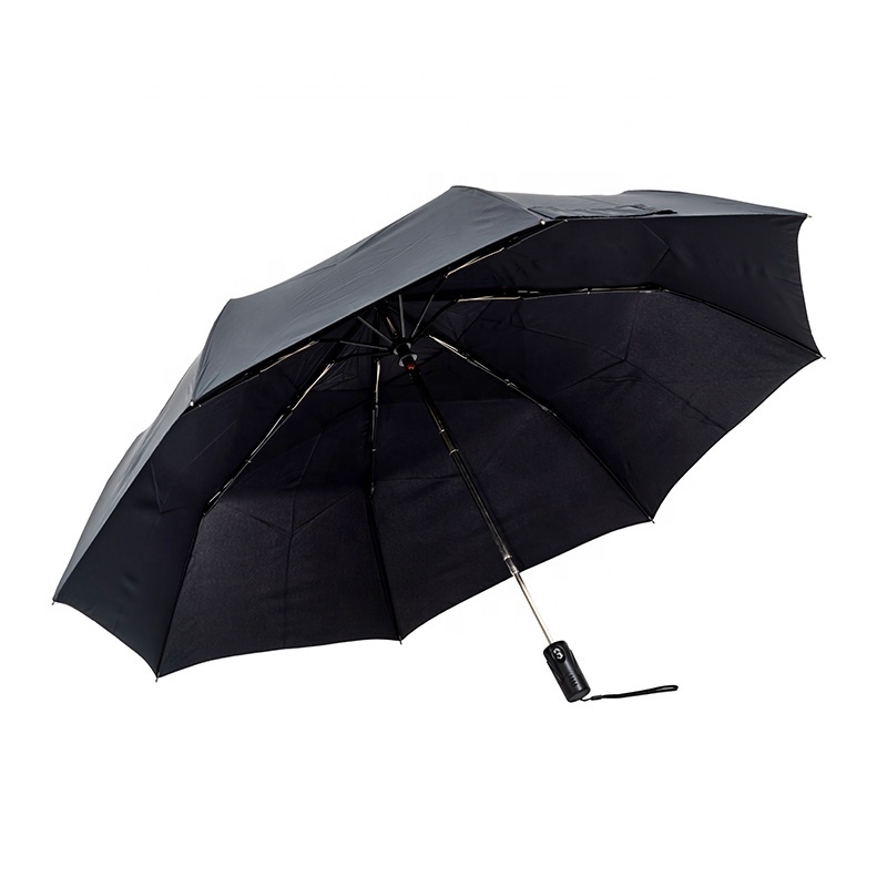 Custom Black 27 Inch Large Double Canopy Fully Automatic Foldable Umbrella